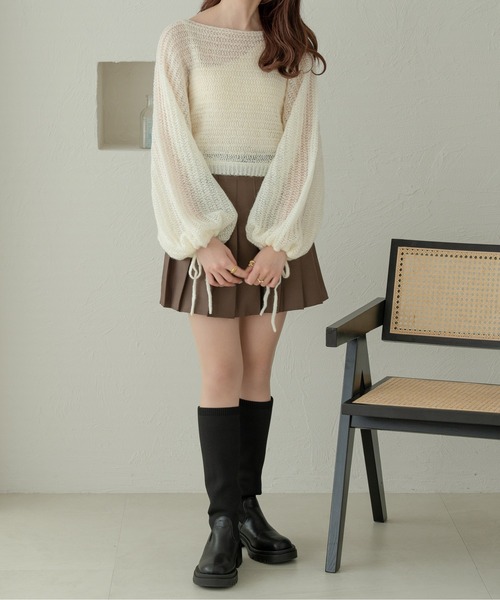 Ambre Neige(アンブルネージュ)の「2way透かし編みニットトップス/WEB/EC限定商品(ニット/セーター・レディース・ピンクベージュ/ライトブルー/アイボリー・FREE)」の16枚目の写真
