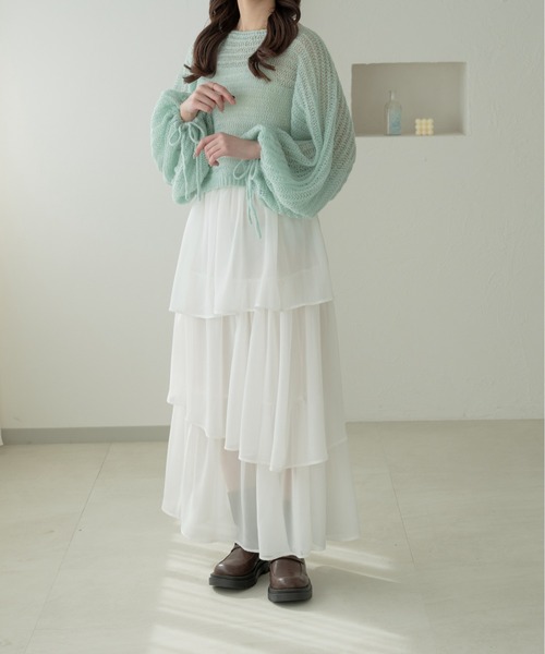 Ambre Neige(アンブルネージュ)の「2way透かし編みニットトップス/WEB/EC限定商品(ニット/セーター・レディース・ピンクベージュ/ライトブルー/アイボリー・FREE)」の7枚目の写真