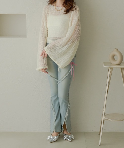 Ambre Neige(アンブルネージュ)の「2way透かし編みニットトップス/WEB/EC限定商品(ニット/セーター・レディース・ピンクベージュ/ライトブルー/アイボリー・FREE)」の22枚目の写真
