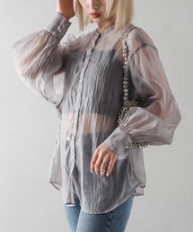 ラメシアーバックリボンシャツ