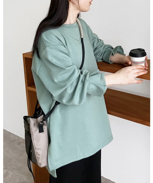 reca(レカ)の「【高身長さんにもオススメ!】ボリュームタックスリーブカットソー(Tシャツ/カットソー・レディース・アイボリー/ブラック/ミント/イエロー・FREE)」の4枚目の写真