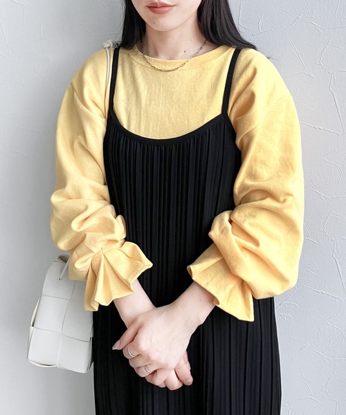 reca(レカ)の「【高身長さんにもオススメ!】ボリュームタックスリーブカットソー(Tシャツ/カットソー・レディース・アイボリー/ブラック/ミント/イエロー・FREE)」の9枚目の写真
