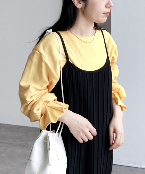reca(レカ)の「【高身長さんにもオススメ!】ボリュームタックスリーブカットソー(Tシャツ/カットソー・レディース・アイボリー/ブラック/ミント/イエロー・FREE)」の11枚目の写真