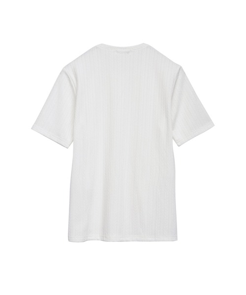 TORNADO MART（トルネードマート）の「ZERO by TORNADO MART∴ヘリンボンストライプJQ半袖クルーネックカットソー（Tシャツ/カットソー・メンズ・パープル系その他/ホワイト/ブルー系2・L/M/LL）」の8枚目の写真
