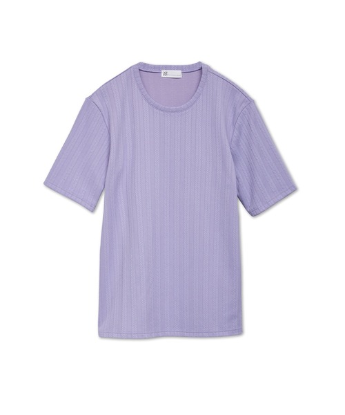 TORNADO MART（トルネードマート）の「ZERO by TORNADO MART∴ヘリンボンストライプJQ半袖クルーネックカットソー（Tシャツ/カットソー・メンズ・パープル系その他/ホワイト/ブルー系2・L/M/LL）」の20枚目の写真