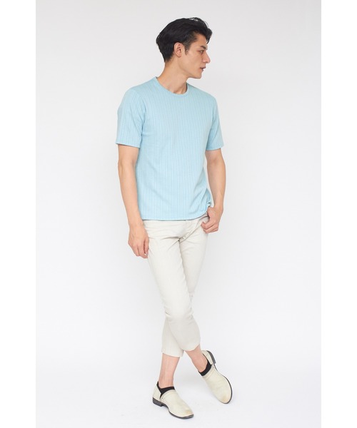TORNADO MART（トルネードマート）の「ZERO by TORNADO MART∴ヘリンボンストライプJQ半袖クルーネックカットソー（Tシャツ/カットソー・メンズ・パープル系その他/ホワイト/ブルー系2・L/M/LL）」の13枚目の写真