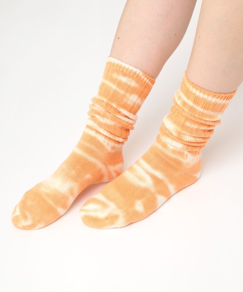 RNA（アールエヌエー）の「E4990 タイダイリブソックス（ソックス/靴下・レディース・スミクロ/オレンジ/ライム/ピンク・FREE）」の4枚目の写真