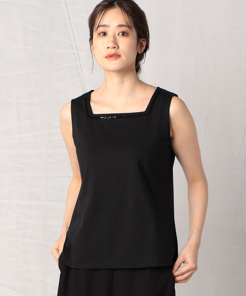 Comme　Ca　Mature（コムサマチュア）の「スパンコール刺繍付き スクウェアタンクトップ（タンクトップ・レディース・ブラック/オフホワイト・MEDIUM/LARGE）」の2枚目の写真