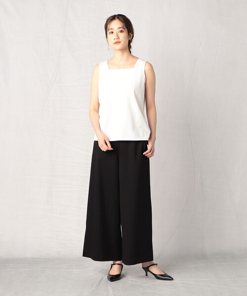 Comme　Ca　Mature（コムサマチュア）の「スパンコール刺繍付き スクウェアタンクトップ（タンクトップ・レディース・ブラック/オフホワイト・MEDIUM/LARGE）」の3枚目の写真