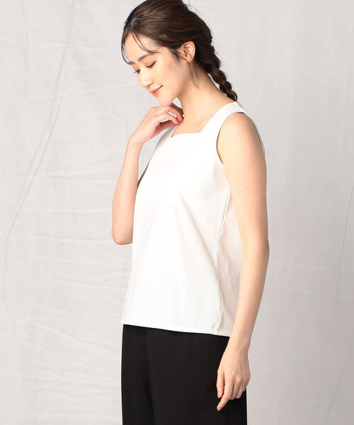 Comme　Ca　Mature（コムサマチュア）の「スパンコール刺繍付き スクウェアタンクトップ（タンクトップ・レディース・ブラック/オフホワイト・MEDIUM/LARGE）」の4枚目の写真