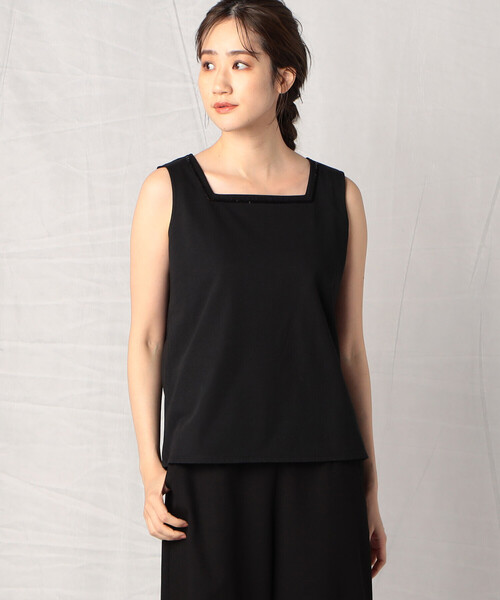 Comme　Ca　Mature（コムサマチュア）の「スパンコール刺繍付き スクウェアタンクトップ（タンクトップ・レディース・ブラック/オフホワイト・MEDIUM/LARGE）」の6枚目の写真