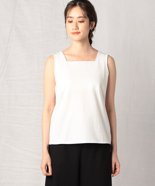 Comme　Ca　Mature（コムサマチュア）の「スパンコール刺繍付き スクウェアタンクトップ（タンクトップ・レディース・ブラック/オフホワイト・MEDIUM/LARGE）」の7枚目の写真