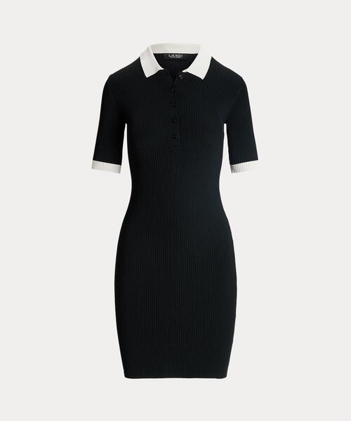 ラルフローレン　ハイネック リブニットドレス　プリーツワンピース ラルフローレン ハイネック リブニットドレス プリーツワンピース