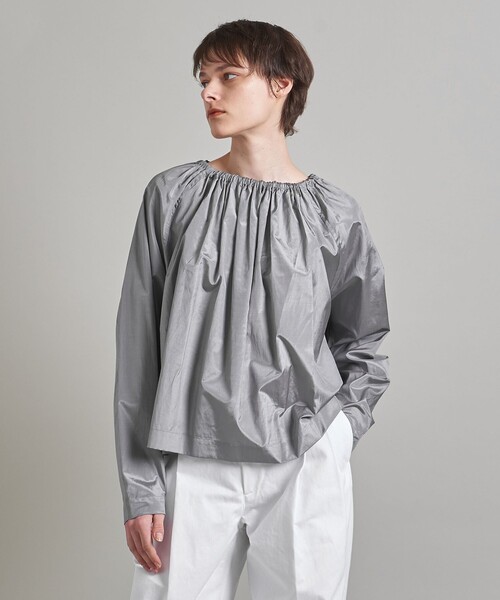 LOEFF ロエフ　TC タフタ ギャザー ブラウス　ブラウン LOEFF ロエフ TC タフタ ギャザー ブラウス ブラウン