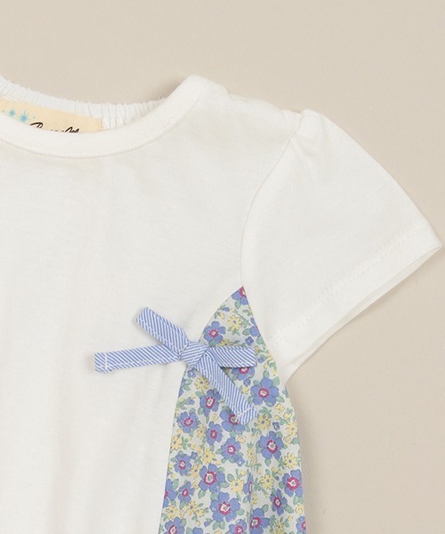 Love&Peace&Money(ラブアンドピースアンドマネー)の「小花柄ドッキングチュニック(チュニック・キッズ・ライトピンク/オフホワイト・80cm/90cm/100cm/110cm/120cm/130cm)」の6枚目の写真