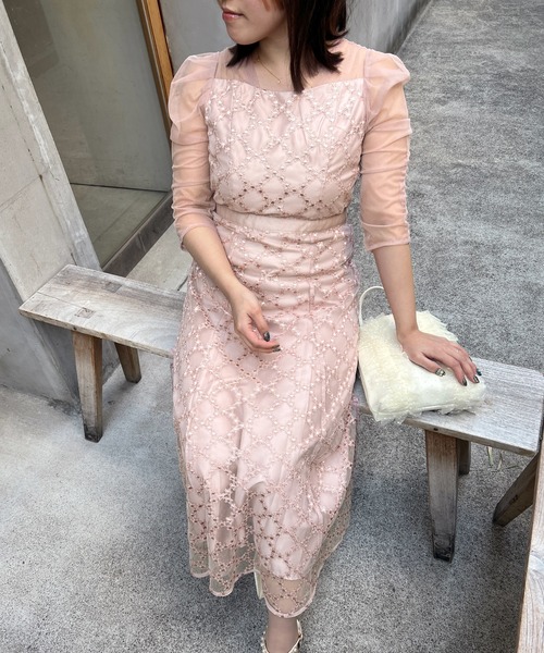 ダイヤフラワーレースドレス 結婚式お呼ばれオケージョンドレス
