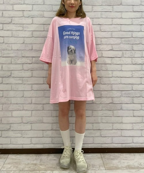 Candy Stripper(キャンディストリッパー)の「GOOD PUPPY BIG BIG Tシャツ(Tシャツ/カットソー・レディース・ピンク/オフホワイト/ライトブルー/ブラック・2)」の4枚目の写真