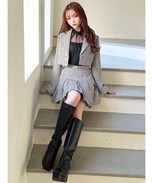 RESEXXY(リゼクシー)の「ツイードクロップドジャケット【セットアップ着用可能】(テーラードジャケット・レディース・ブルー/ブラック/アイボリー・FREE)」の15枚目の写真