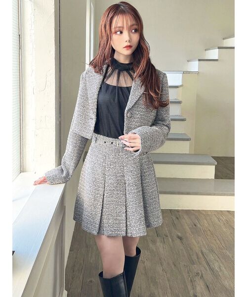 RESEXXY(リゼクシー)の「ツイードクロップドジャケット【セットアップ着用可能】(テーラードジャケット・レディース・ブルー/ブラック/アイボリー・FREE)」の17枚目の写真