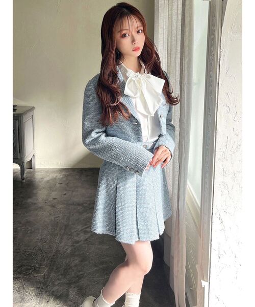 まむ⭐︎新品未使用⭐︎Ameri vintage ツイードクロップドジャケット アメリヴィンテージ ツイード風クロップドジャケット - メルカリ