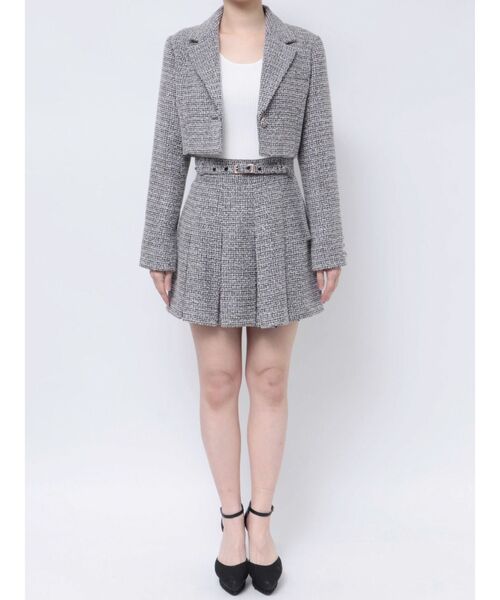 RESEXXY(リゼクシー)の「ツイードクロップドジャケット【セットアップ着用可能】(テーラードジャケット・レディース・ブルー/ブラック/アイボリー・FREE)」の7枚目の写真