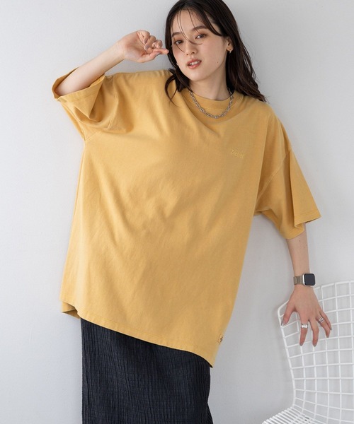 Dickies（ディッキーズ）の「【Dickies/ディッキーズ】ピグメントルーズTシャツ（Tシャツ/カットソー・レディース・ブラック/イエロー/ブルー/グリーン/ホワイト・FREE）」の5枚目の写真