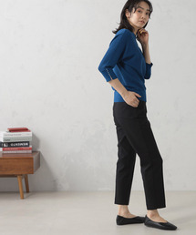 袖パールボタン7分袖ドルマンニットプルオーバー