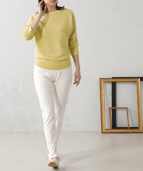 FOUND GOOD（ファウンドグッド）の「袖パールボタン7分袖ドルマンニットプルオーバー（ニット/セーター・レディース・アイボリー/ブルー系5/イエロー系5/ブラック・S/M/L）」の4枚目の写真