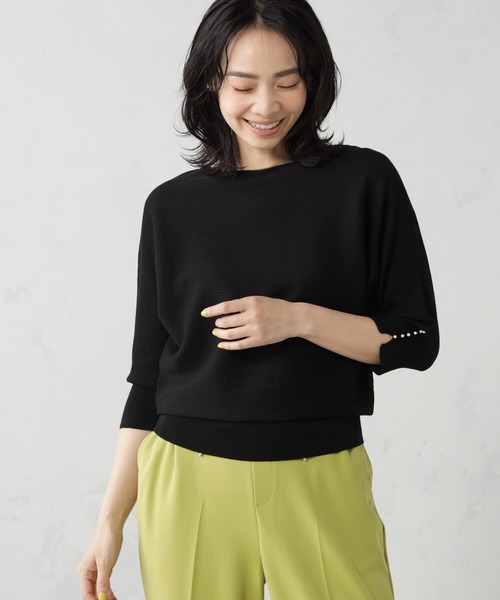 FOUND GOOD（ファウンドグッド）の「袖パールボタン7分袖ドルマンニットプルオーバー（ニット/セーター・レディース・アイボリー/ブルー系5/イエロー系5/ブラック・S/M/L）」の10枚目の写真