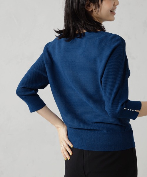 FOUND GOOD（ファウンドグッド）の「袖パールボタン7分袖ドルマンニットプルオーバー（ニット/セーター・レディース・アイボリー/ブルー系5/イエロー系5/ブラック・S/M/L）」の14枚目の写真