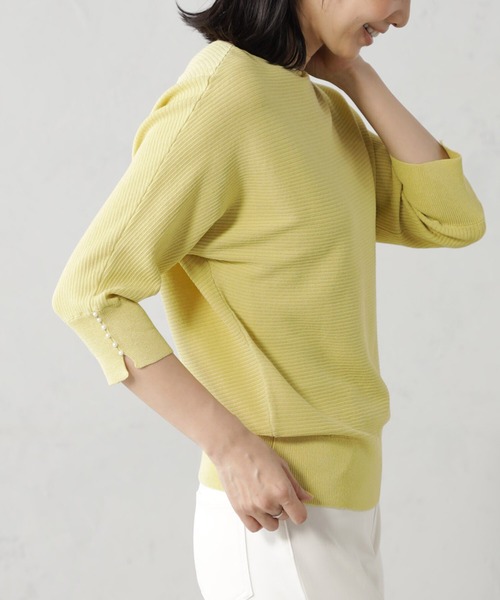 FOUND GOOD（ファウンドグッド）の「袖パールボタン7分袖ドルマンニットプルオーバー（ニット/セーター・レディース・アイボリー/ブルー系5/イエロー系5/ブラック・S/M/L）」の18枚目の写真