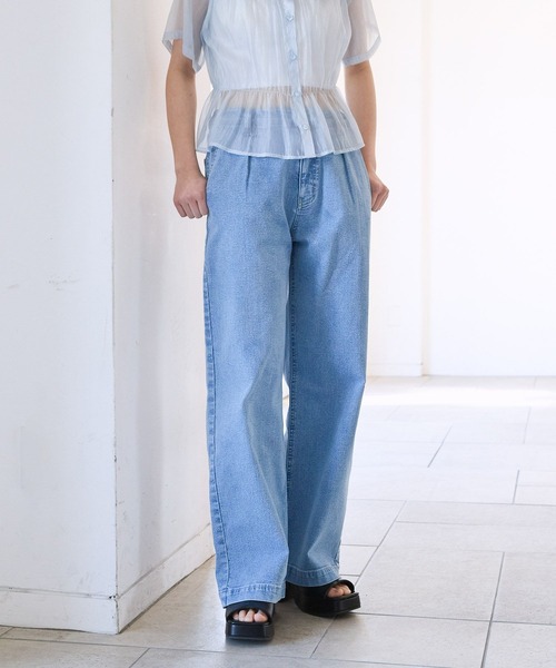 GLOBAL WORK（グローバルワーク）の「ヒンヤリデニムワイド/AND YUA ANY/106436（デニムパンツ・キッズ・ブルー/ブラック/ライトブルー・150cm/160cm/170cm）」の10枚目の写真