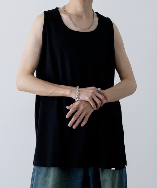 INTER FACTORY（インターファクトリー）の「ファッションインフルエンサー しの  - Waffle Slit Layered Tank Top / ワッフルスリットレイヤードタンクトップ　made in INTER FACTORY（タンクトップ・メンズ・ブラック/ホワイト・SMALL/MEDIUM/LARGE/X-LARGE）」の11枚目の写真