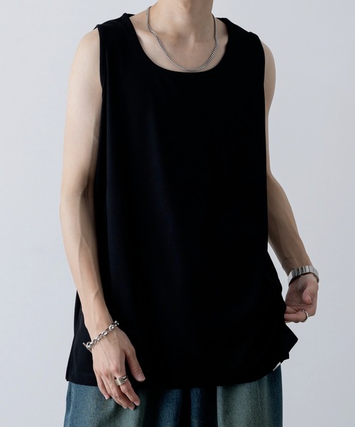INTER FACTORY（インターファクトリー）の「ファッションインフルエンサー しの  - Waffle Slit Layered Tank Top / ワッフルスリットレイヤードタンクトップ　made in INTER FACTORY（タンクトップ・メンズ・ブラック/ホワイト・SMALL/MEDIUM/LARGE/X-LARGE）」の16枚目の写真