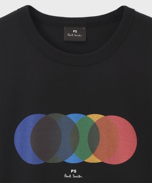 PS Paul Smith（ピーエスポールスミス）の「【オンラインショップ限定】スペクトルサークル Tシャツ / 142571 EC220X（Tシャツ/カットソー・メンズ・ブラック/オフホワイト・XX-LARGE/X-LARGE/LARGE/MEDIUM/SMALL）」の3枚目の写真