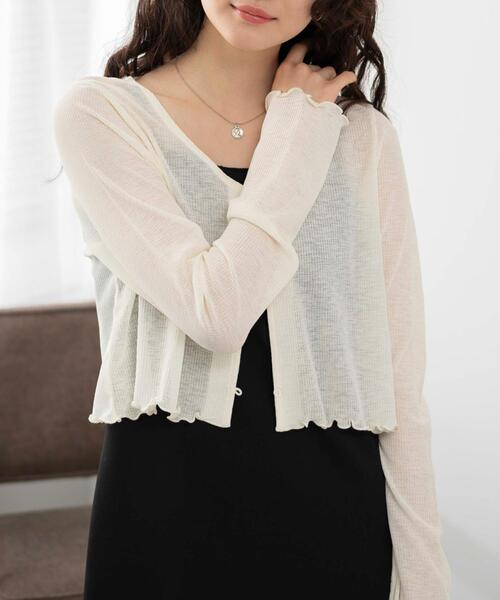 WEGO（ウィゴー）の「WEGO/シアーカーディガン（カーディガン/ボレロ・レディース・ブラック/アイボリー・FREE）」の16枚目の写真