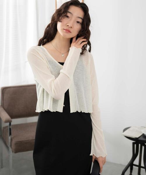 WEGO（ウィゴー）の「WEGO/シアーカーディガン（カーディガン/ボレロ・レディース・ブラック/アイボリー・FREE）」の17枚目の写真