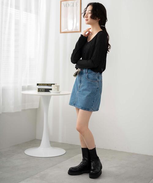 WEGO（ウィゴー）の「WEGO/シアーカーディガン（カーディガン/ボレロ・レディース・ブラック/アイボリー・FREE）」の12枚目の写真