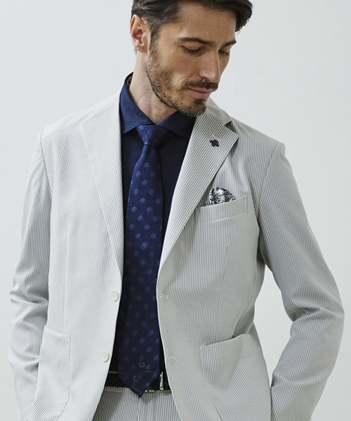 g-stage（ジーステージ）の「春夏シアサッカー速乾洗える軽量ジャケット　ジ－ステ－ジ（テーラードジャケット・メンズ・ネイビー/ライトグレー・44/46/48/50）」の6枚目の写真