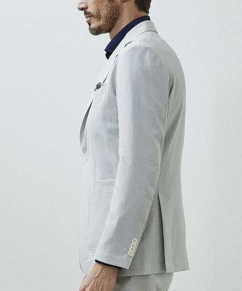 g-stage（ジーステージ）の「春夏シアサッカー速乾洗える軽量ジャケット　ジ－ステ－ジ（テーラードジャケット・メンズ・ネイビー/ライトグレー・44/46/48/50）」の8枚目の写真