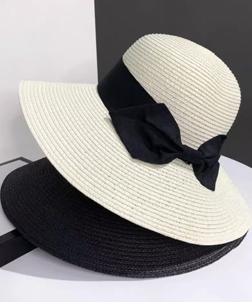 Miniministore（ミニミニストア）の「麦わら帽子 ストローハットリボン付き夏帽（ハット・レディース・ブラック/ピンク/キャメル/ベージュ/アイボリー・FREE）」の14枚目の写真