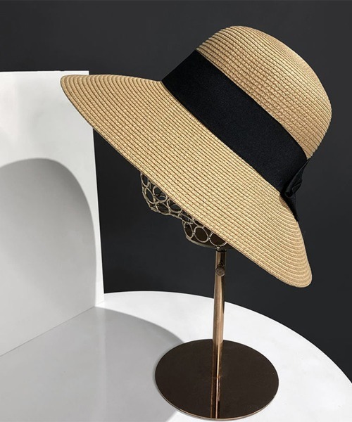 Miniministore（ミニミニストア）の「麦わら帽子 ストローハットリボン付き夏帽（ハット・レディース・ブラック/ピンク/キャメル/ベージュ/アイボリー・FREE）」の18枚目の写真