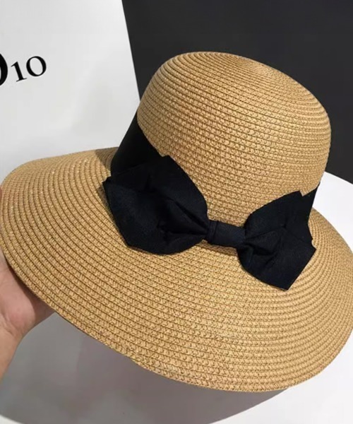 Miniministore（ミニミニストア）の「麦わら帽子 ストローハットリボン付き夏帽（ハット・レディース・ブラック/ピンク/キャメル/ベージュ/アイボリー・FREE）」の19枚目の写真