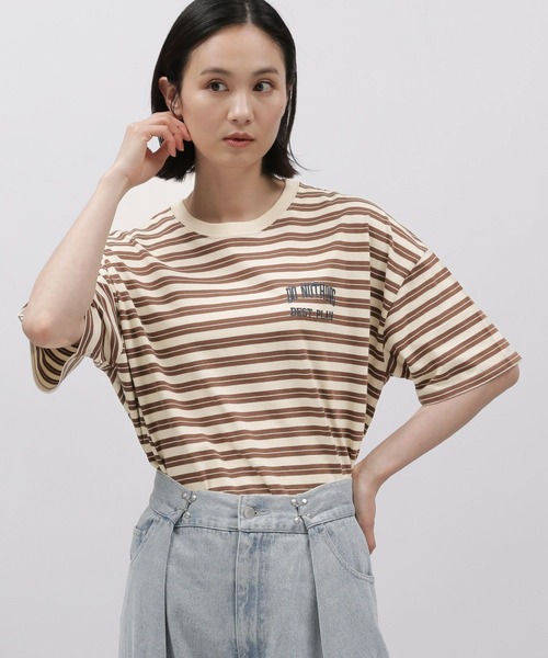 LAKOLE（ラコレ）の「ボーダー刺繍TEE / 115396（Tシャツ/カットソー・レディース・ブラウン系/アイボリー系2/ブルー系2・SMALL/MEDIUM）」の3枚目の写真