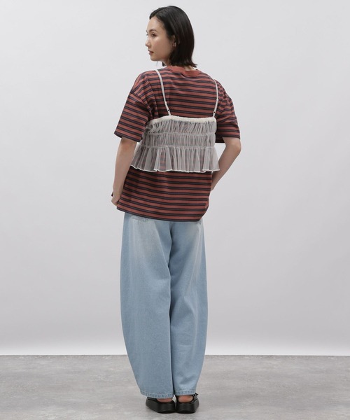 LAKOLE（ラコレ）の「ボーダー刺繍TEE / 115396（Tシャツ/カットソー・レディース・ブラウン系/アイボリー系2/ブルー系2・SMALL/MEDIUM）」の6枚目の写真