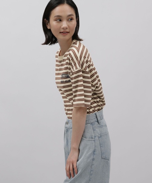 LAKOLE（ラコレ）の「ボーダー刺繍TEE / 115396（Tシャツ/カットソー・レディース・ブラウン系/アイボリー系2/ブルー系2・SMALL/MEDIUM）」の12枚目の写真