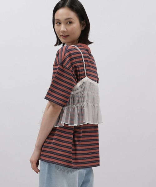 LAKOLE（ラコレ）の「ボーダー刺繍TEE / 115396（Tシャツ/カットソー・レディース・ブラウン系/アイボリー系2/ブルー系2・SMALL/MEDIUM）」の7枚目の写真