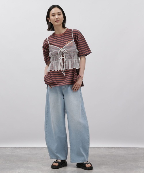 LAKOLE（ラコレ）の「ボーダー刺繍TEE / 115396（Tシャツ/カットソー・レディース・ブラウン系/アイボリー系2/ブルー系2・SMALL/MEDIUM）」の4枚目の写真