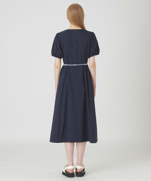 BLUE LABELチェック 切替 ワンピース シルキー タフタ ドレス 半袖 BLUE LABELチェック 切替 ワンピース シルキー タフタ ドレス