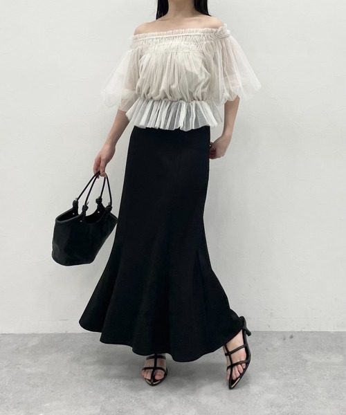 mysty woman（ミスティウーマン）の「ビシルエットマーメイドスカート 126095（スカート・レディース・グリーン系その他/ライトベージュ/ブラック/オレンジ/グレイッシュベージュ/ブラウン・FREE）」の9枚目の写真